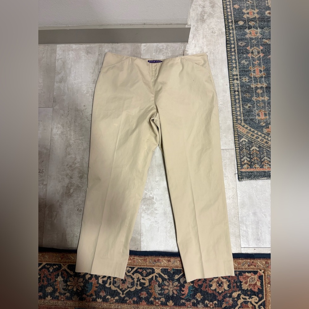 Ralph Lauren Collection Purple label beige cotton straight leg pants made in USA